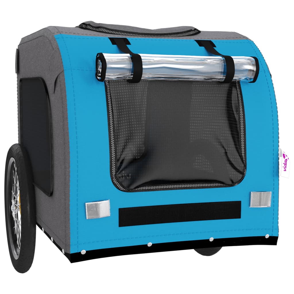 Pet Bike Trailer Blue and Grey Oxford Fabric&Iron