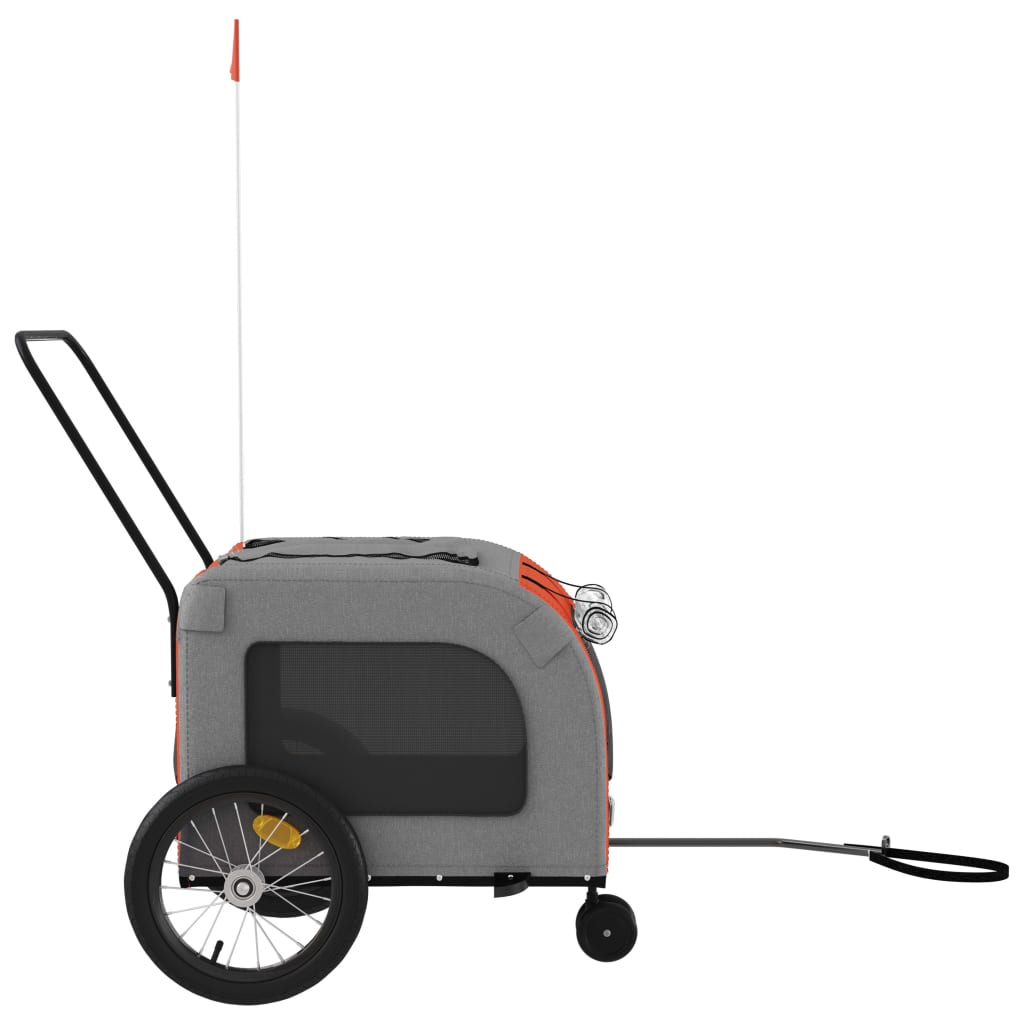 Pet Bike Trailer Orange and Grey Oxford Fabric and Iron