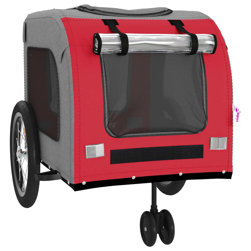 Pet Bike Trailer Red and Grey Oxford Fabric and Iron