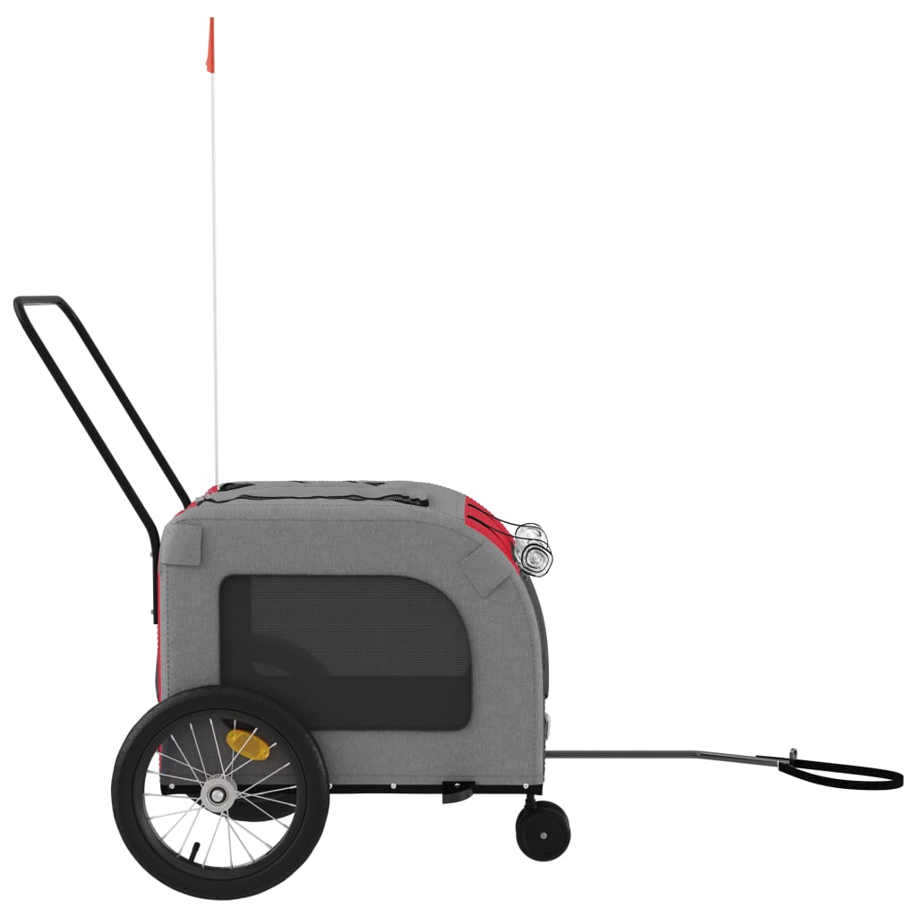 Pet Bike Trailer Red and Grey Oxford Fabric and Iron