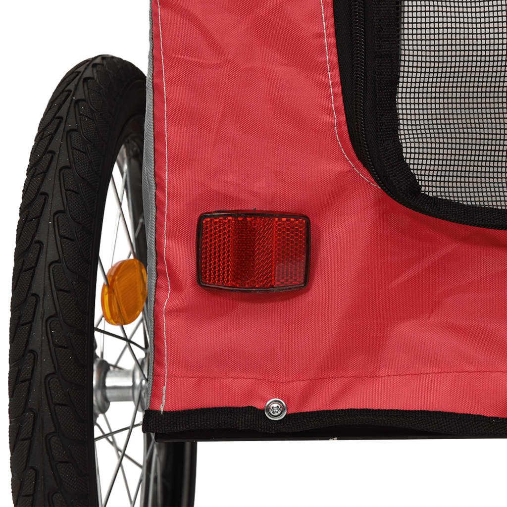 Pet Bike Trailer Red and Grey Oxford Fabric and Iron