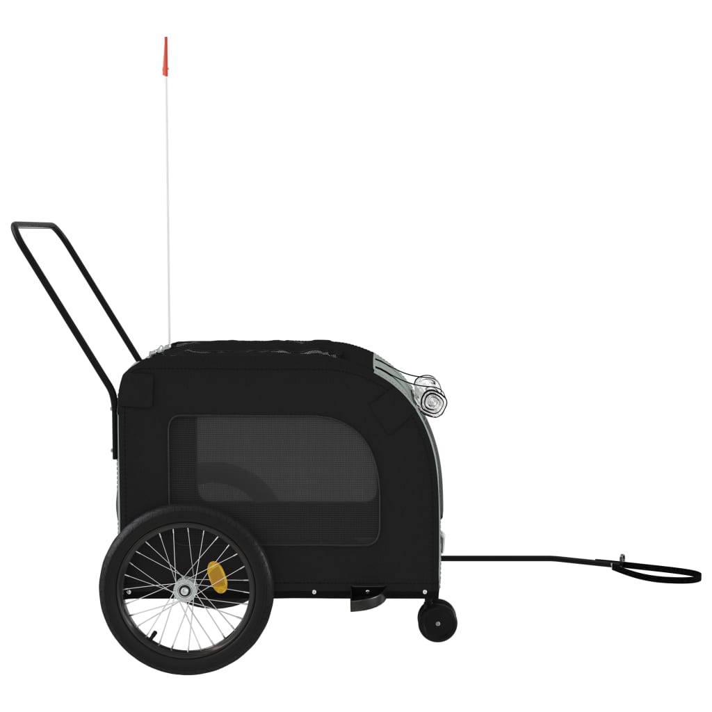 Pet Bike Trailer Black and Grey Oxford Fabric and Iron