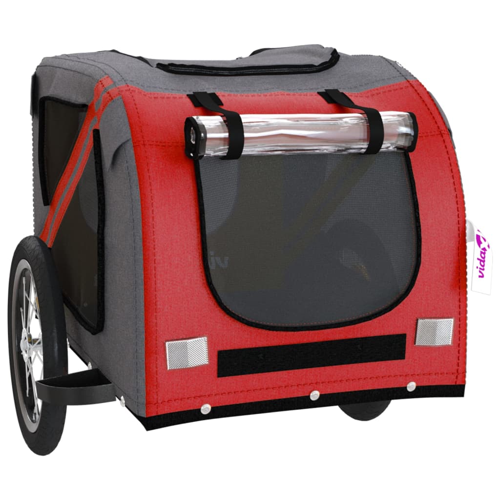 Pet Bike Trailer Red and Grey Oxford Fabric and Iron