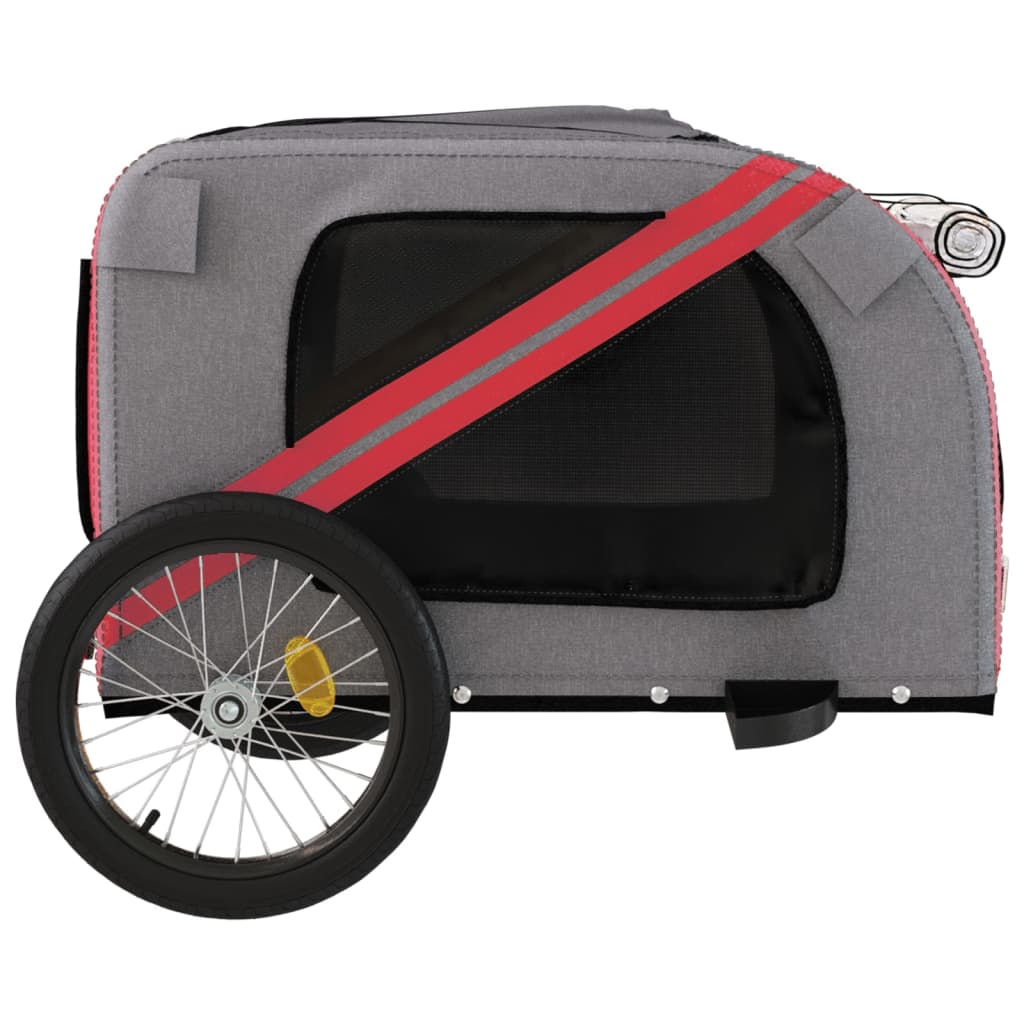 Pet Bike Trailer Red and Grey Oxford Fabric and Iron