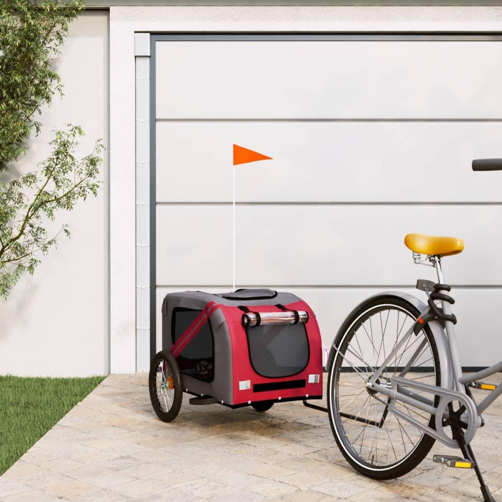 Pet Bike Trailer Red and Grey Oxford Fabric and Iron