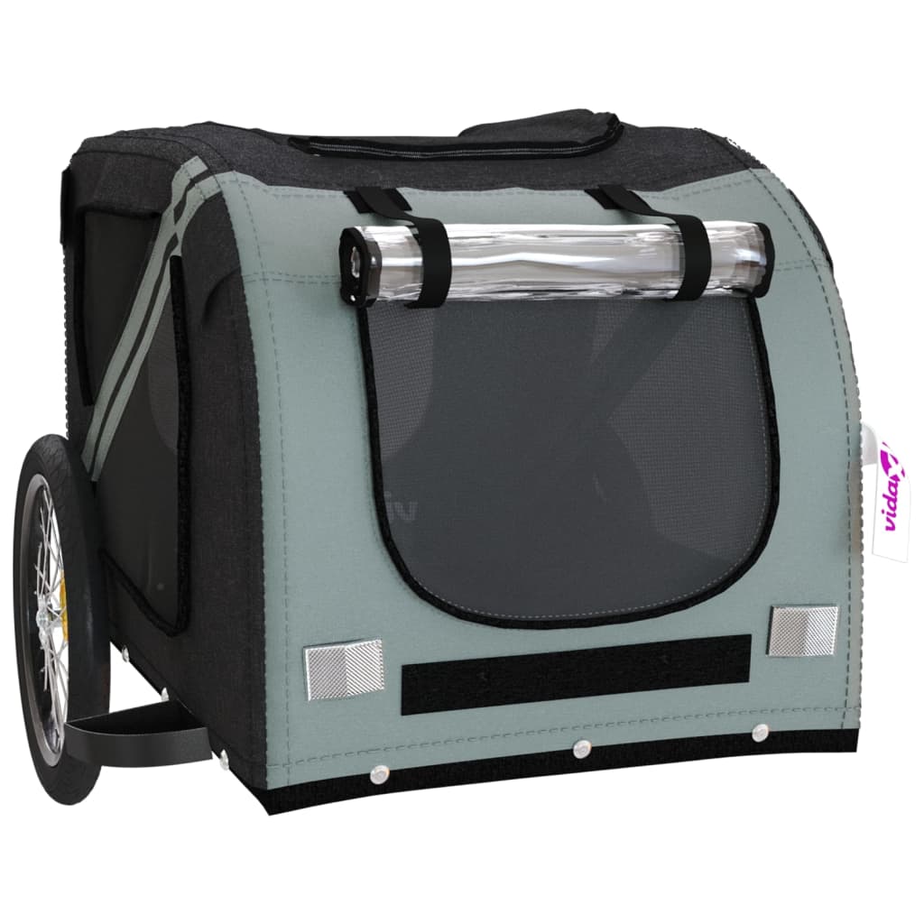 Pet Bike Trailer Black and Grey Oxford Fabric and Iron