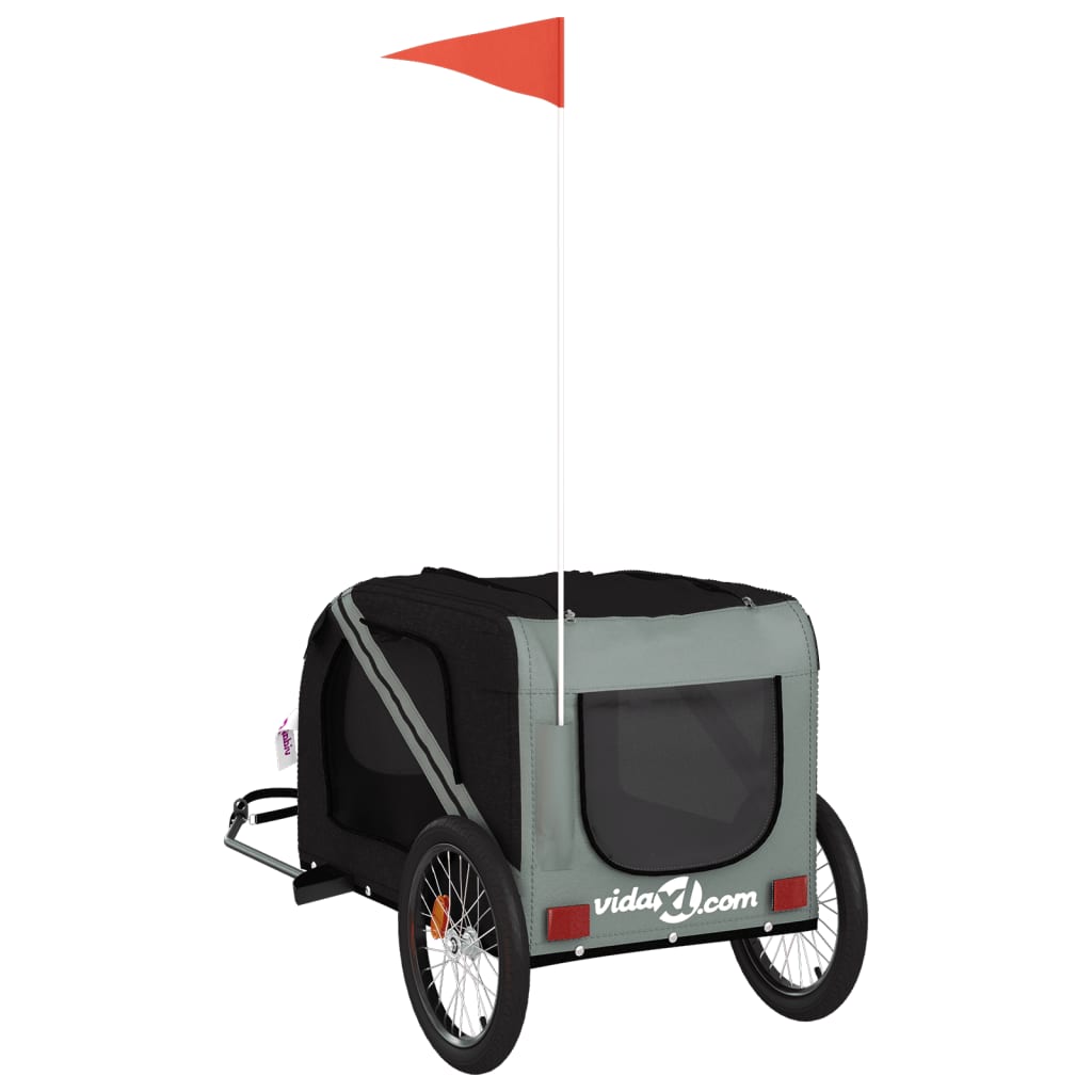 Pet Bike Trailer Black and Grey Oxford Fabric and Iron