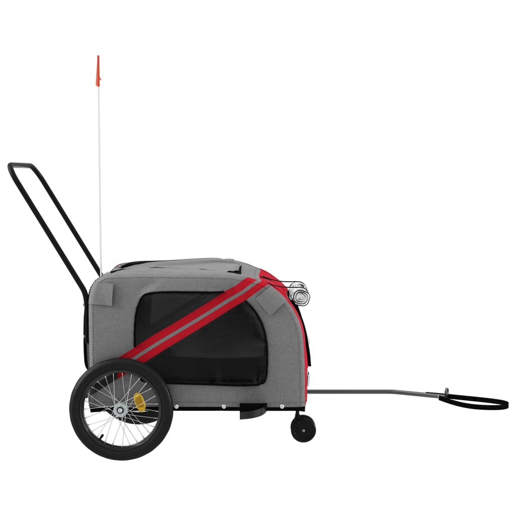 Pet Bike Trailer Red and Grey Oxford Fabric and Iron