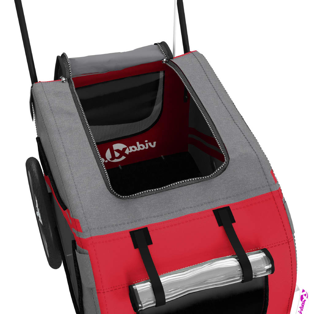 Pet Bike Trailer Red and Grey Oxford Fabric and Iron