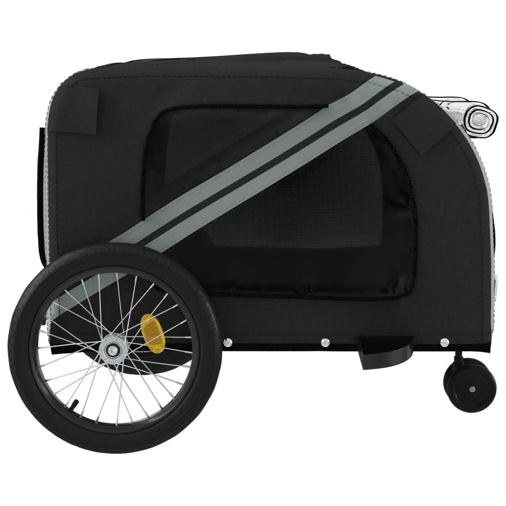 Pet Bike Trailer Grey and Black Oxford Fabric and Iron