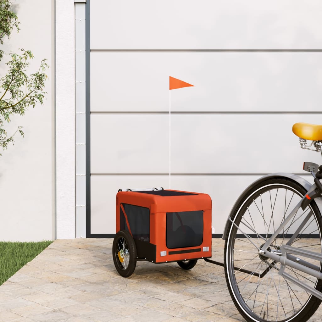 Pet Bike Trailer Orange and Black Oxford Fabric&amp;Iron