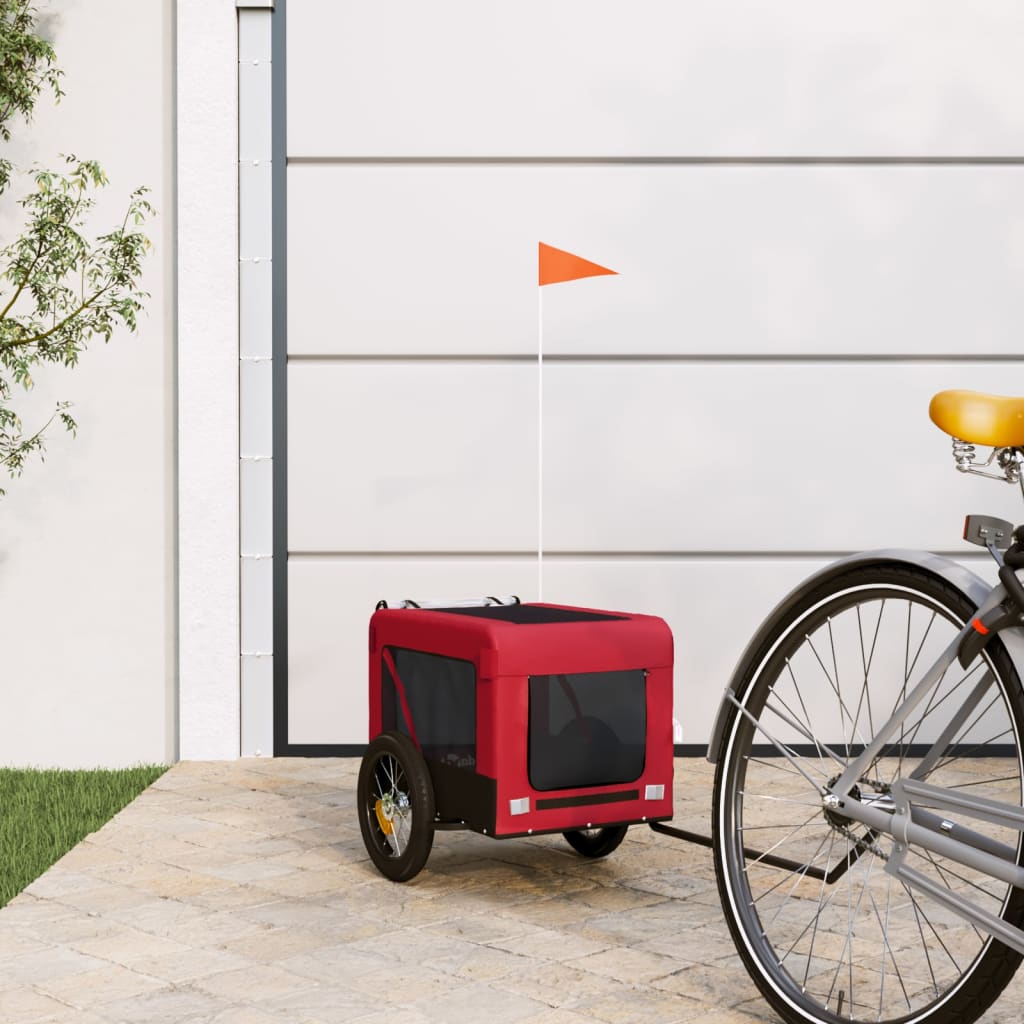 Pet Bike Trailer Red and Black Oxford Fabric&amp;Iron