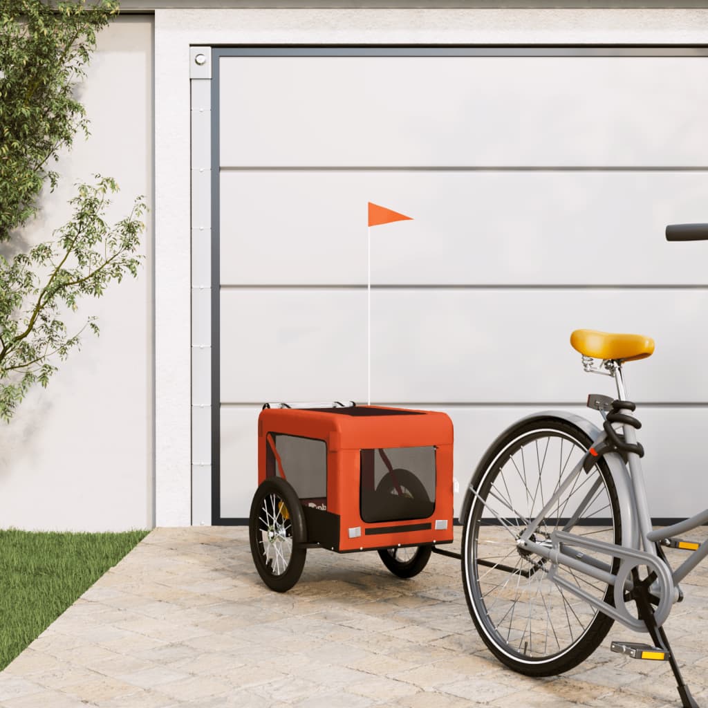 Pet Bike Trailer Orange and Black Oxford Fabric&amp;Iron