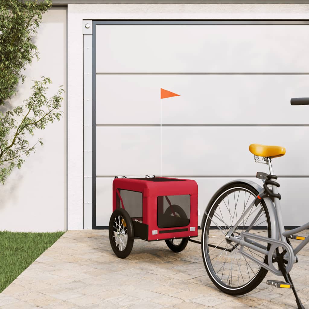 Pet Bike Trailer Red and Black Oxford Fabric&amp;Iron