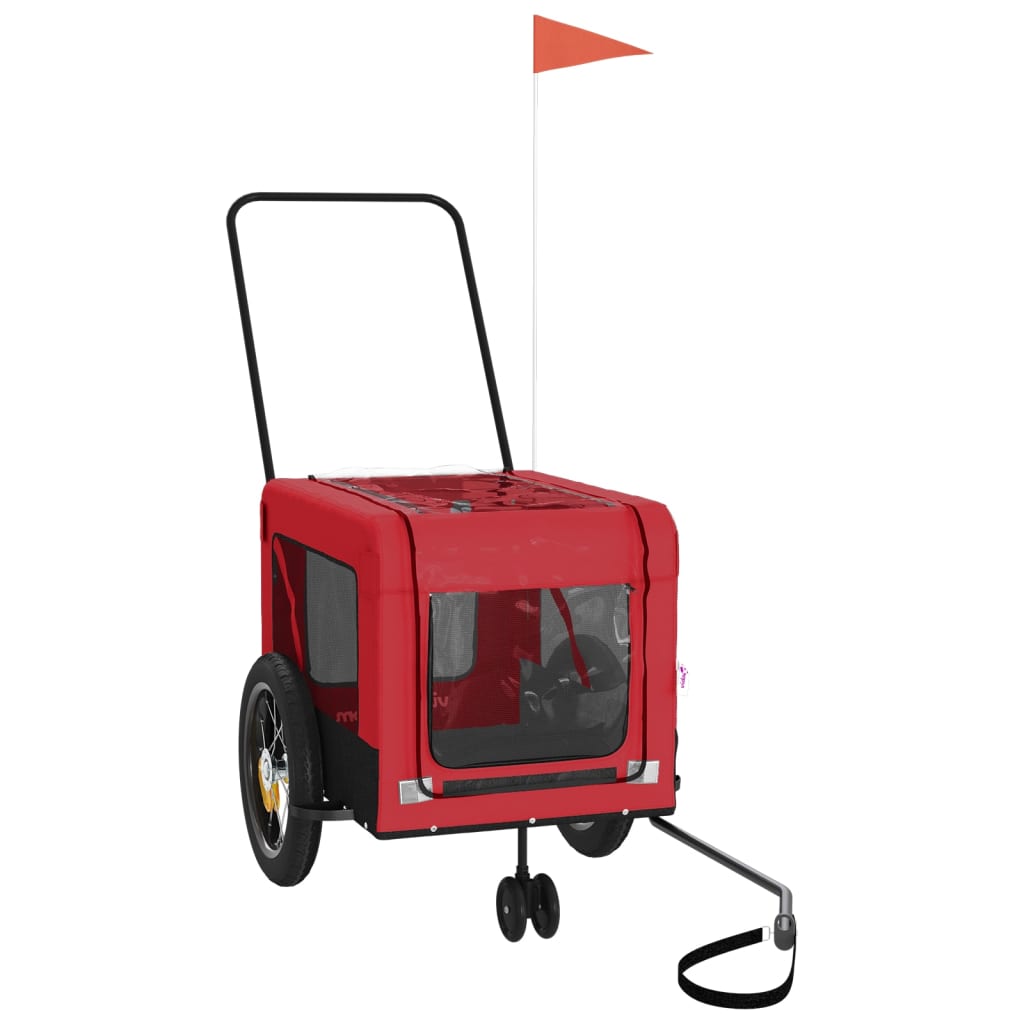 Pet Bike Trailer Red and Black Oxford Fabric and Iron