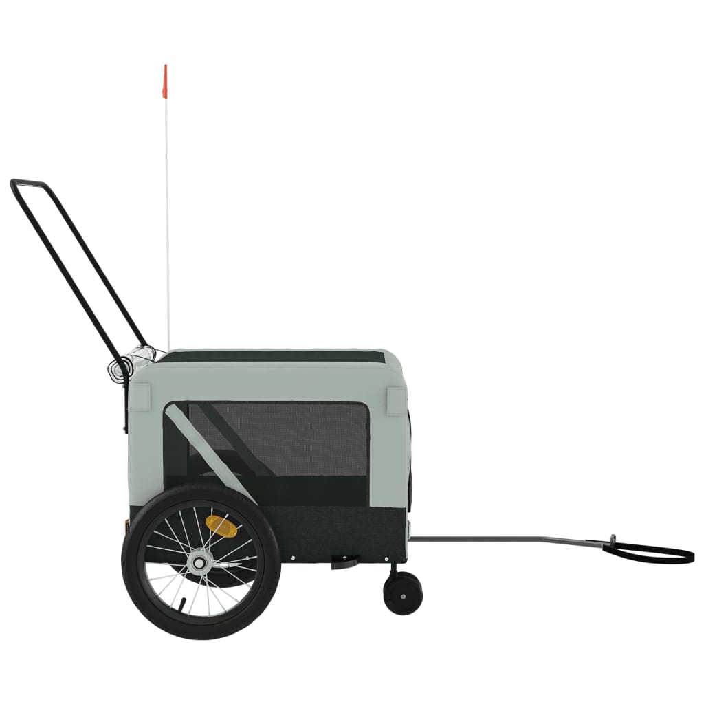 Pet Bike Trailer Grey and Black Oxford Fabric and Iron