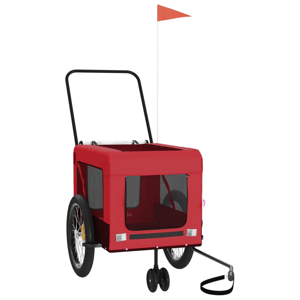 Pet Bike Trailer Red and Black Oxford Fabric and Iron