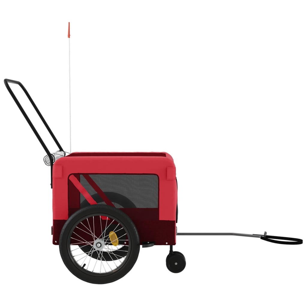 Pet Bike Trailer Red and Black Oxford Fabric and Iron