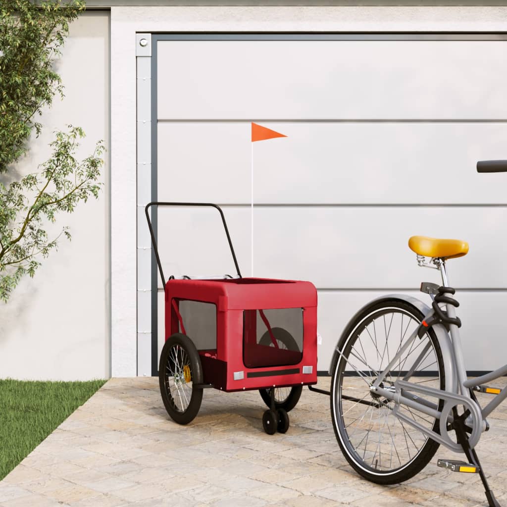 Pet Bike Trailer Red and Black Oxford Fabric and Iron