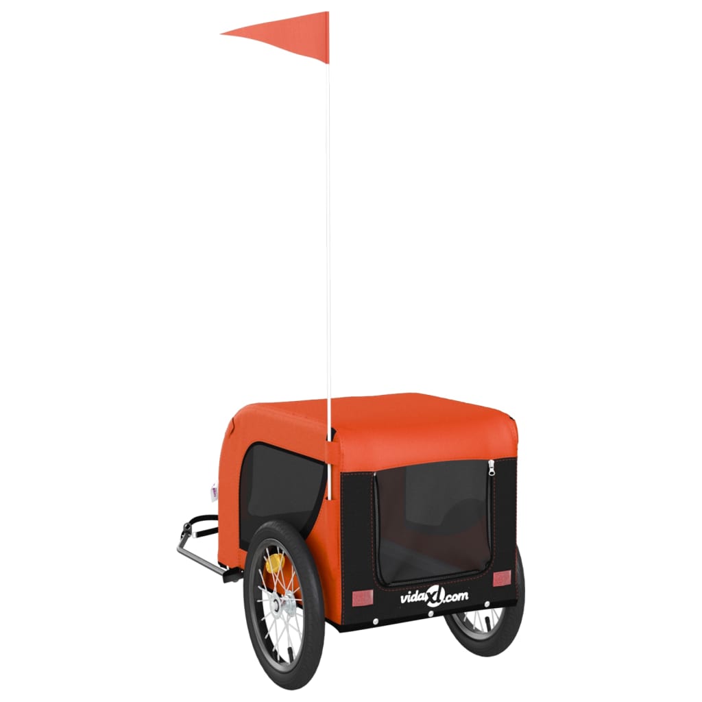 Pet Bike Trailer Orange and Black Oxford Fabric and Iron