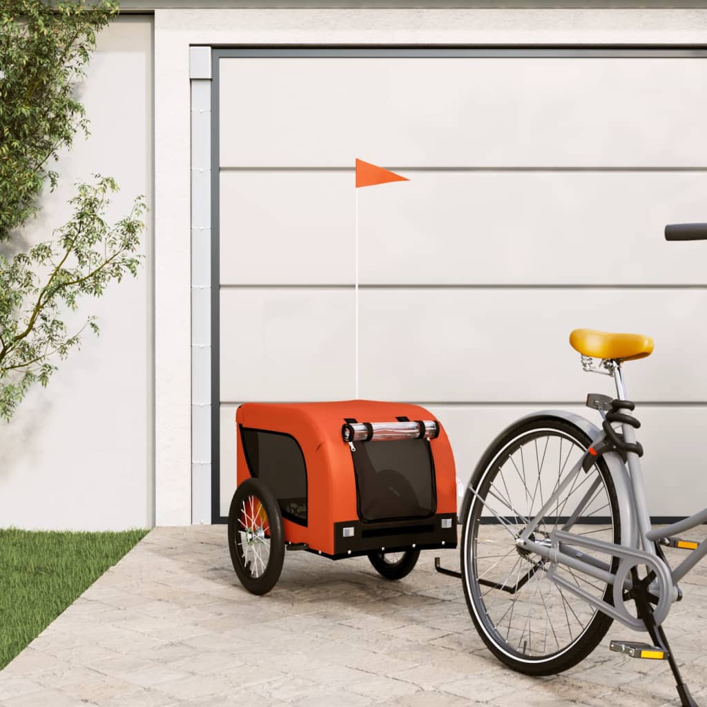 Pet Bike Trailer Orange and Black Oxford Fabric and Iron