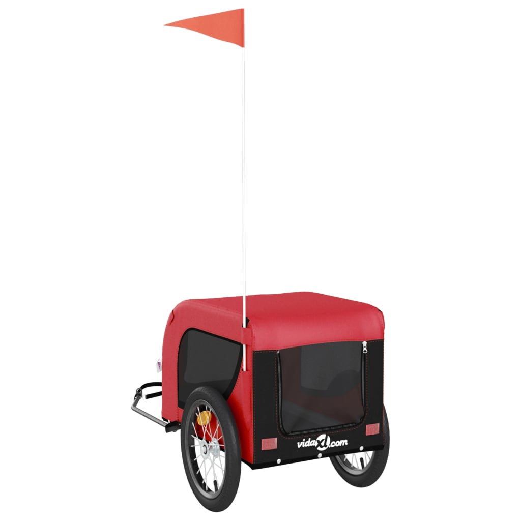 Pet Bike Trailer Red and Black Oxford Fabric and Iron