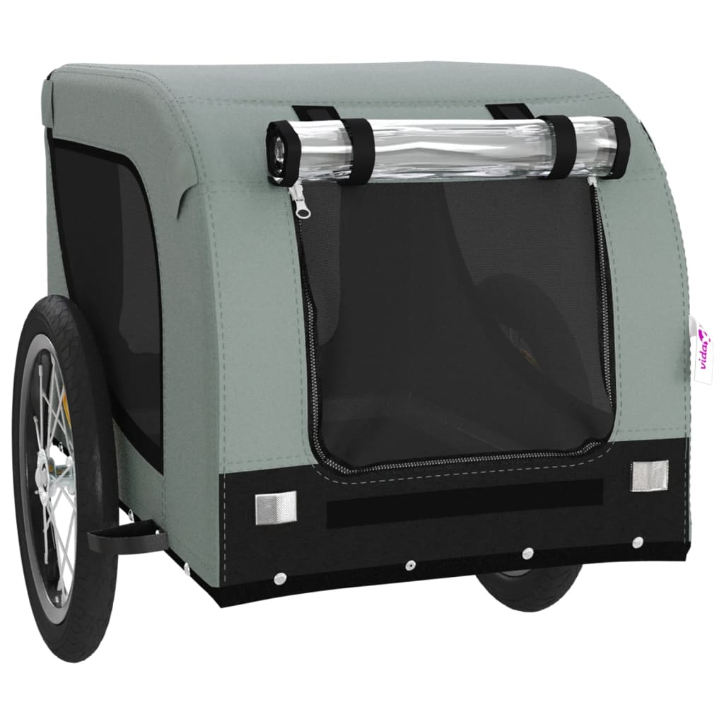 Pet Bike Trailer Grey and Black Oxford Fabric and Iron