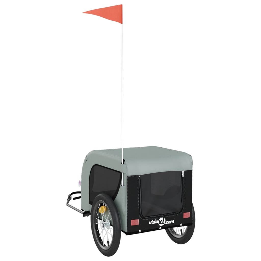 Pet Bike Trailer Grey and Black Oxford Fabric and Iron