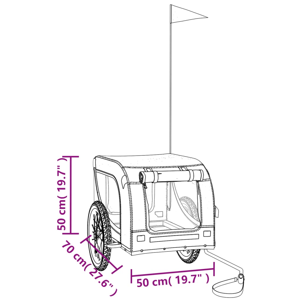 Pet Bike Trailer Grey and Black Oxford Fabric and Iron