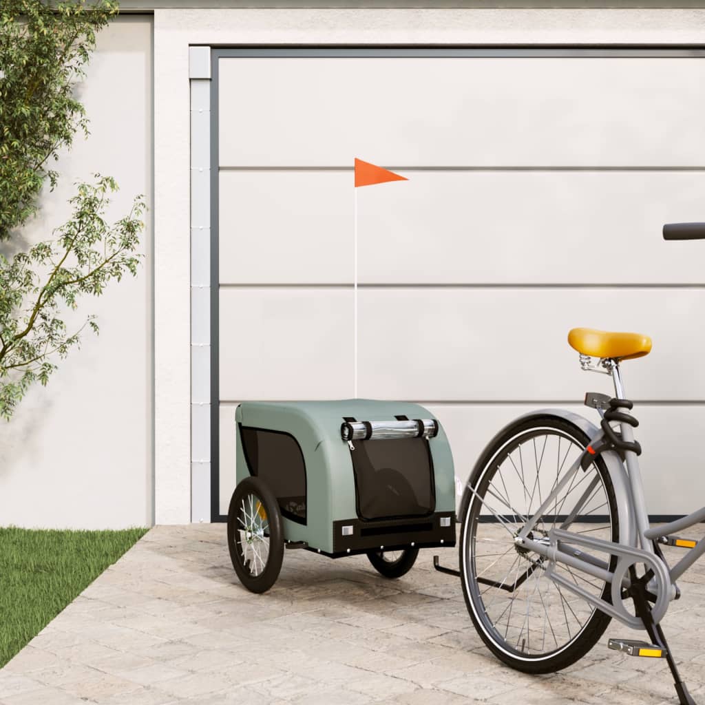 Pet Bike Trailer Grey and Black Oxford Fabric and Iron