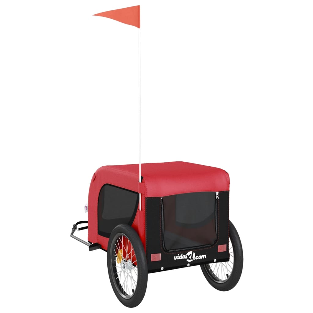 Pet Bike Trailer Red and Black Oxford Fabric and Iron