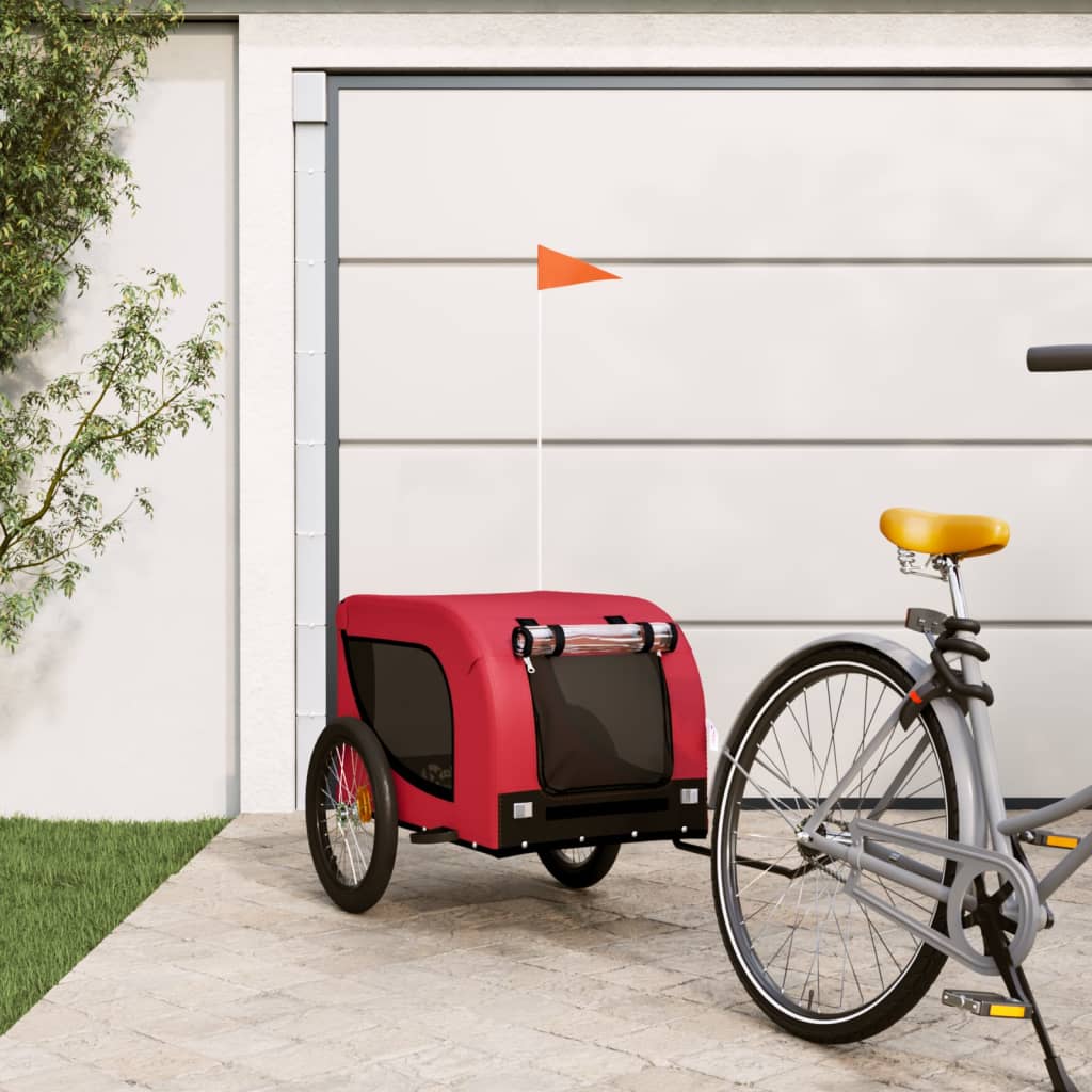 Pet Bike Trailer Red and Black Oxford Fabric and Iron