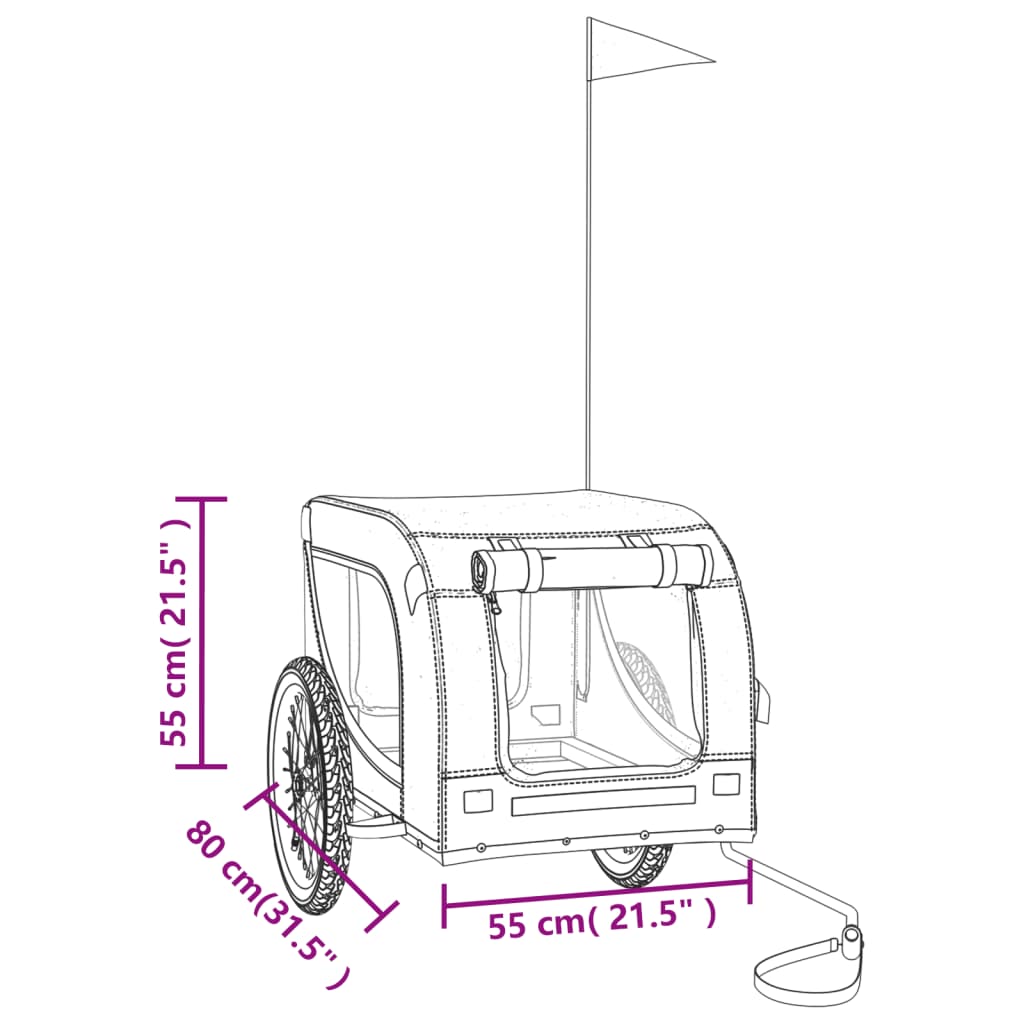 Pet Bike Trailer Grey and Black Oxford Fabric and Iron