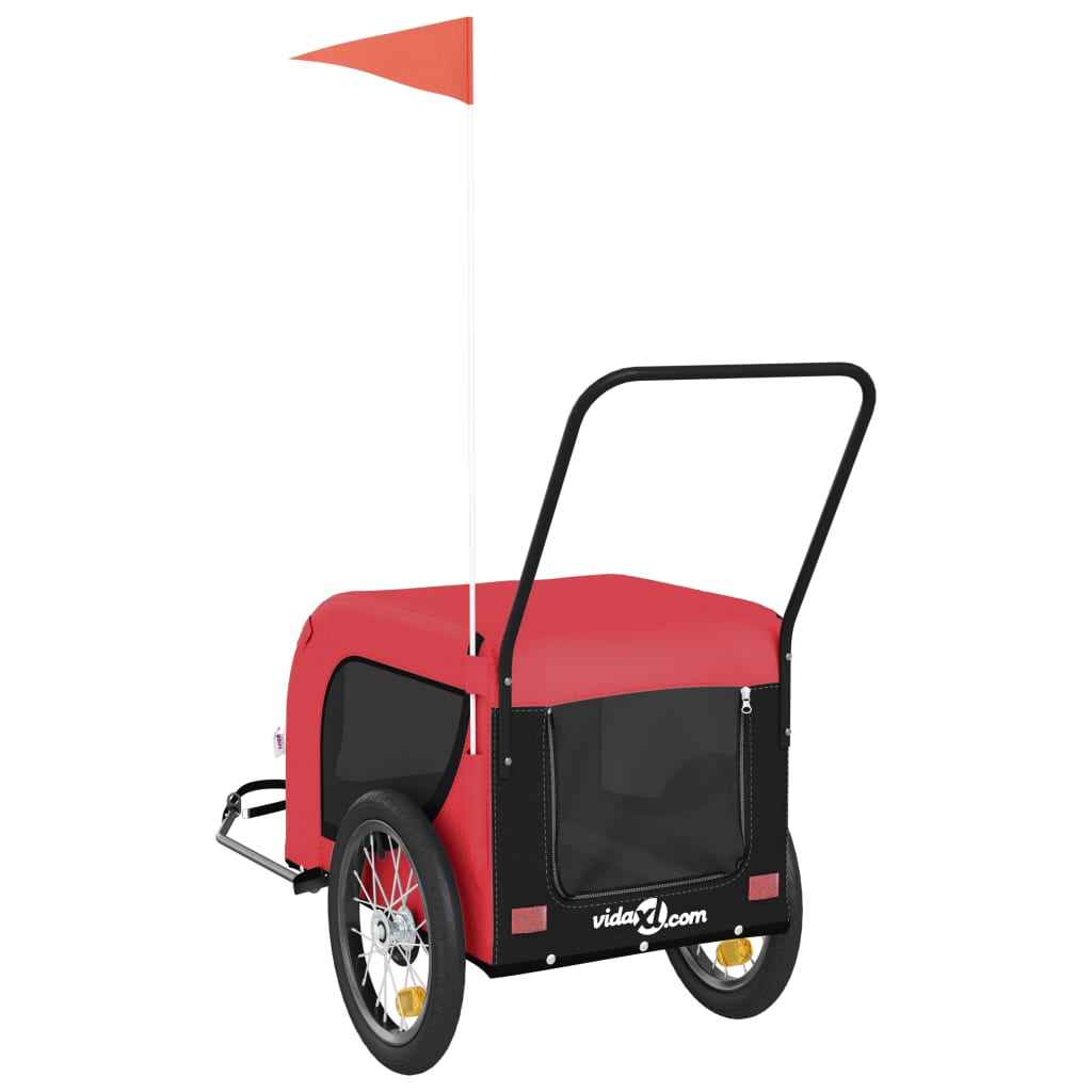 Pet Bike Trailer Red and Black Oxford Fabric and Iron