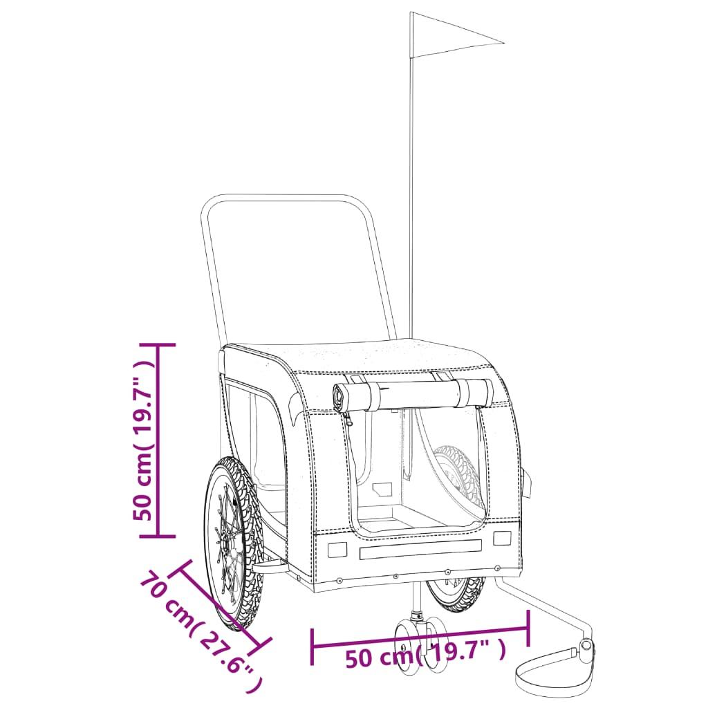 Pet Bike Trailer Grey and Black Oxford Fabric and Iron