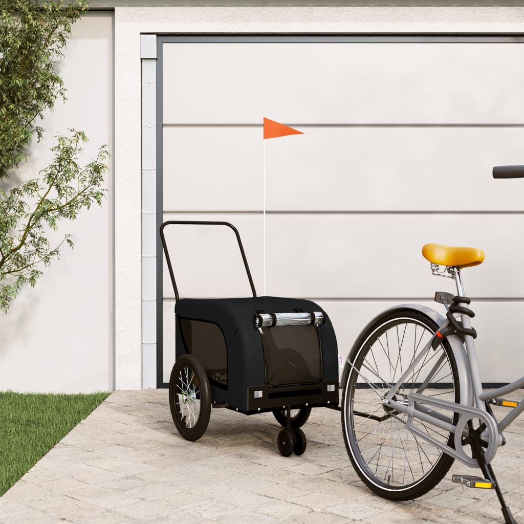 Pet Bike Trailer Black Oxford Fabric and Iron