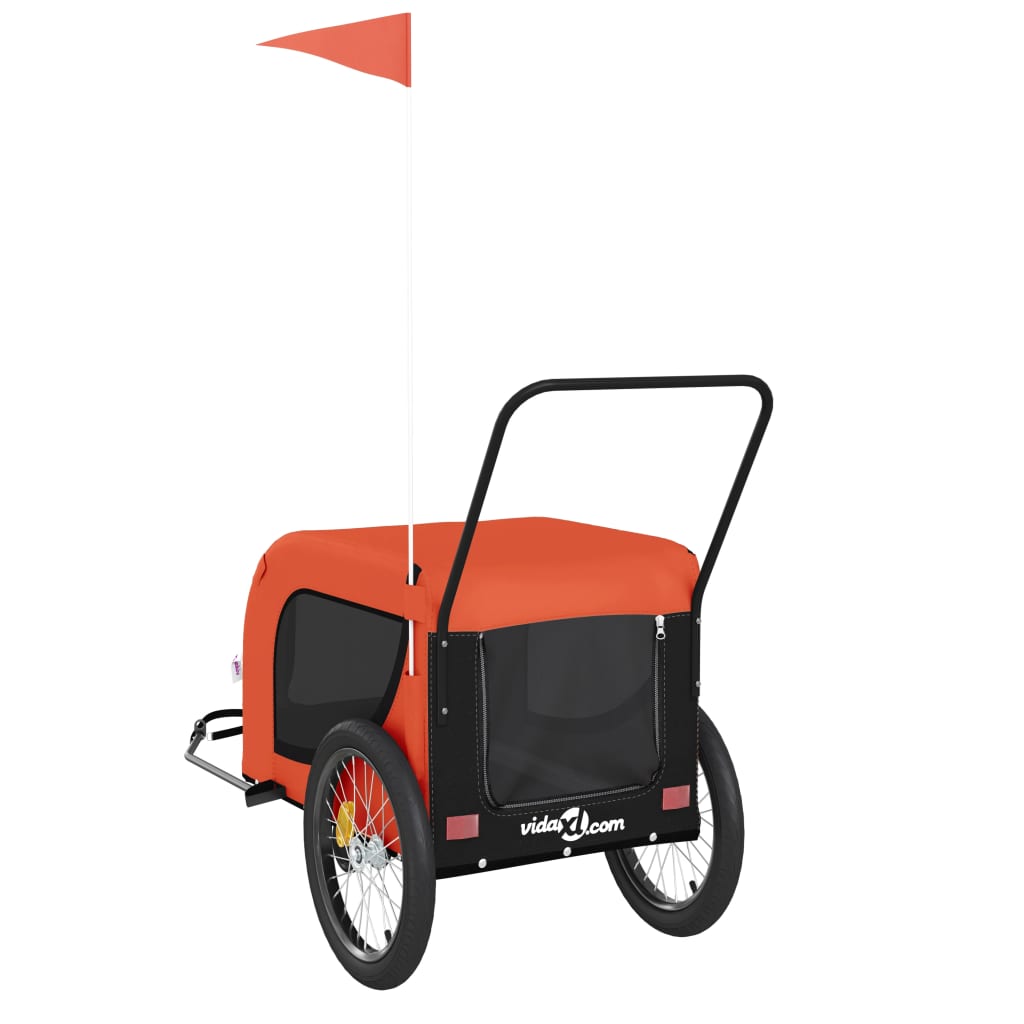 Pet Bike Trailer Orange and Black Oxford Fabric and Iron