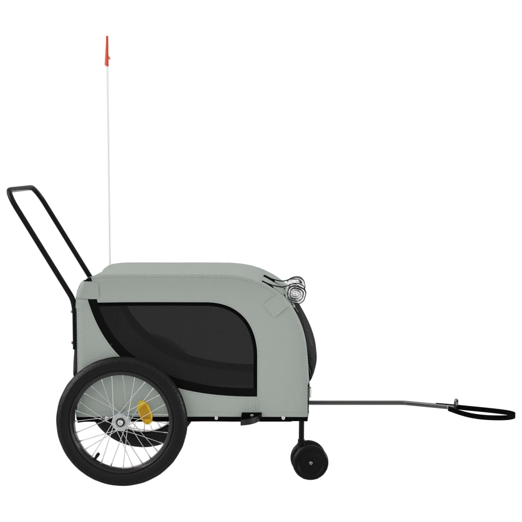 Pet Bike Trailer Grey and Black Oxford Fabric and Iron