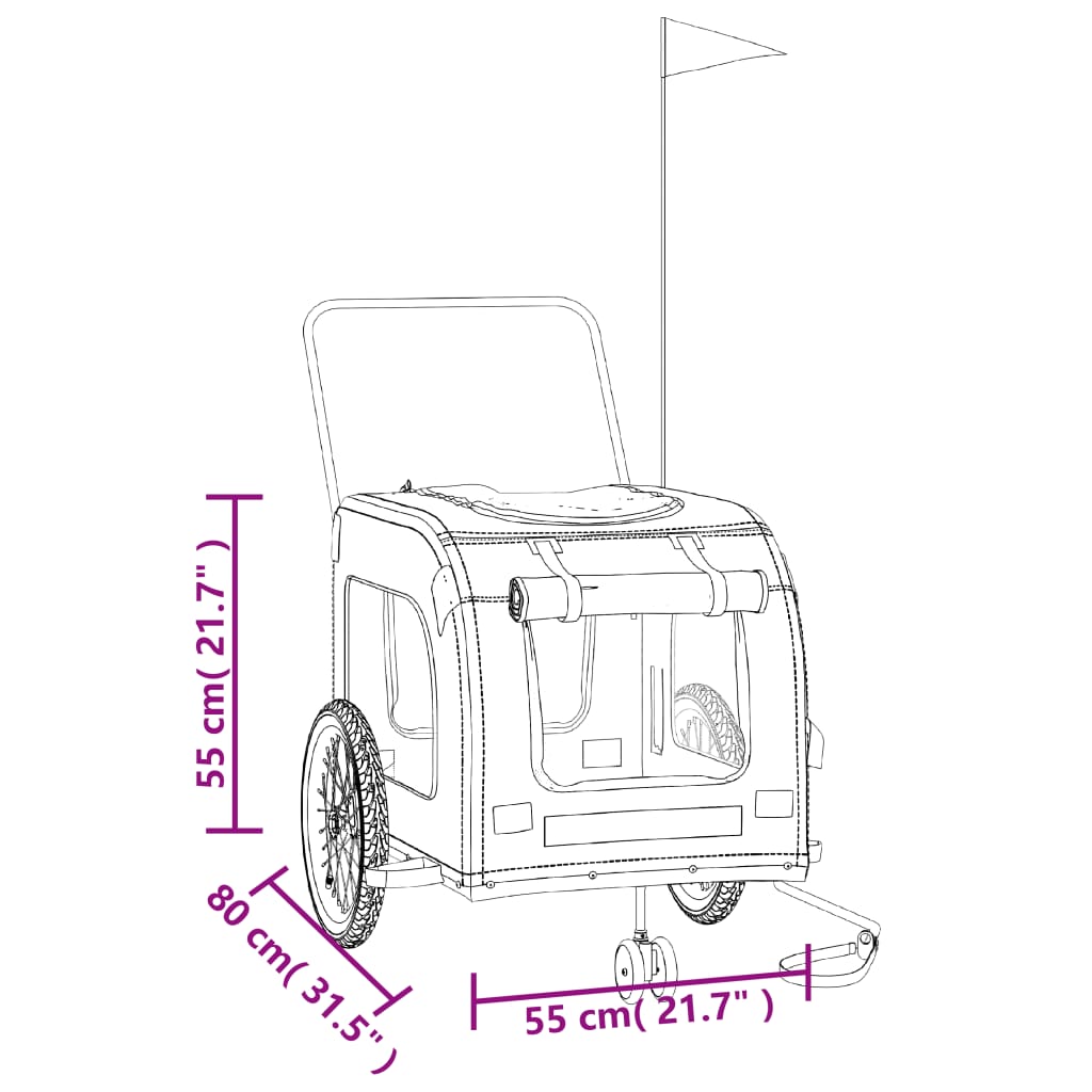 Pet Bike Trailer Grey and Black Oxford Fabric and Iron