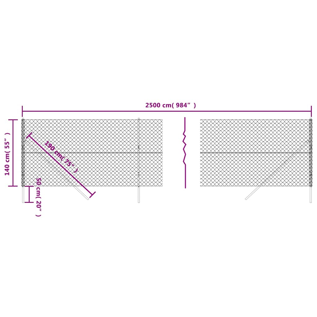 Chain Link Fence Green 1.4x25 m