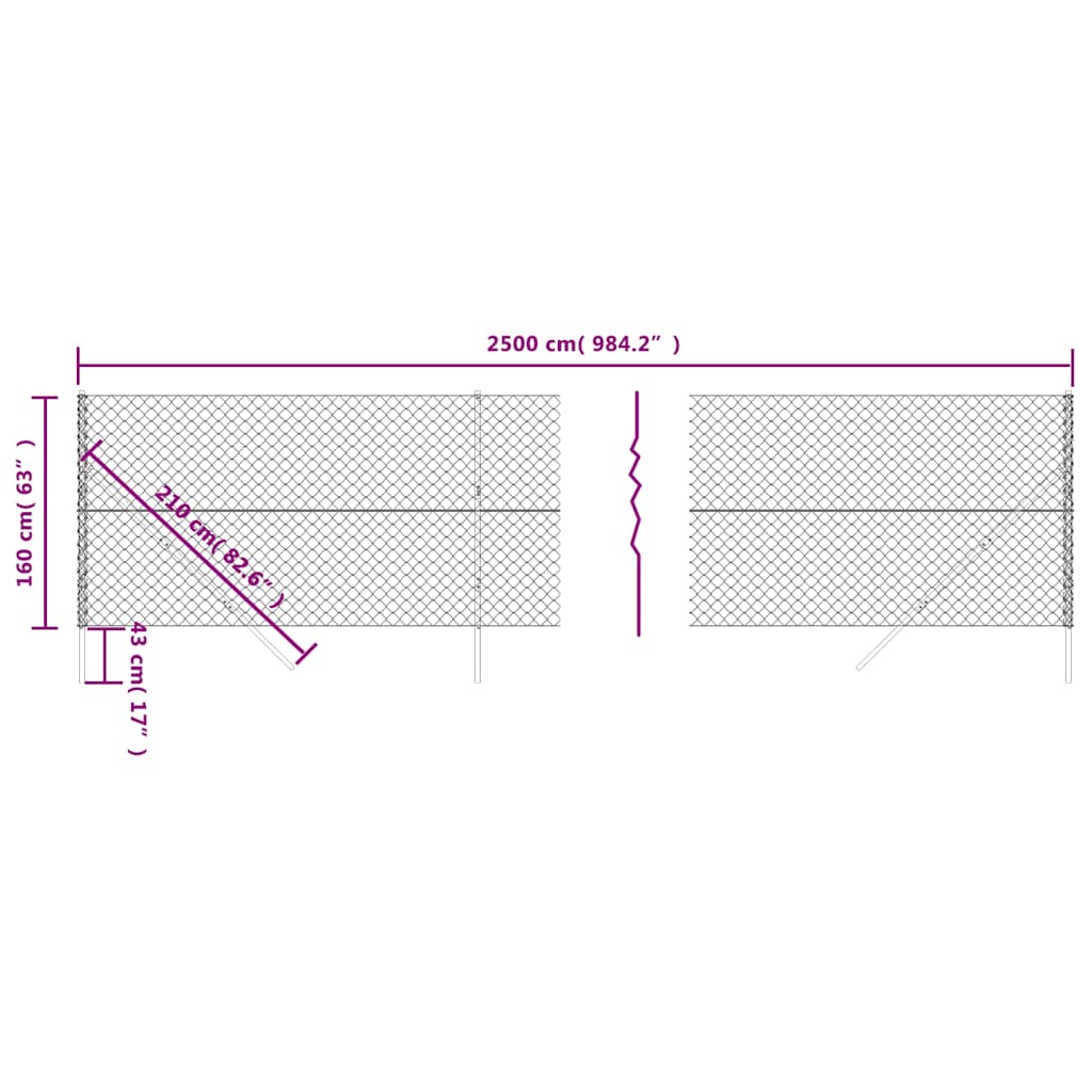 Chain Link Fence Green 1.6x25 m
