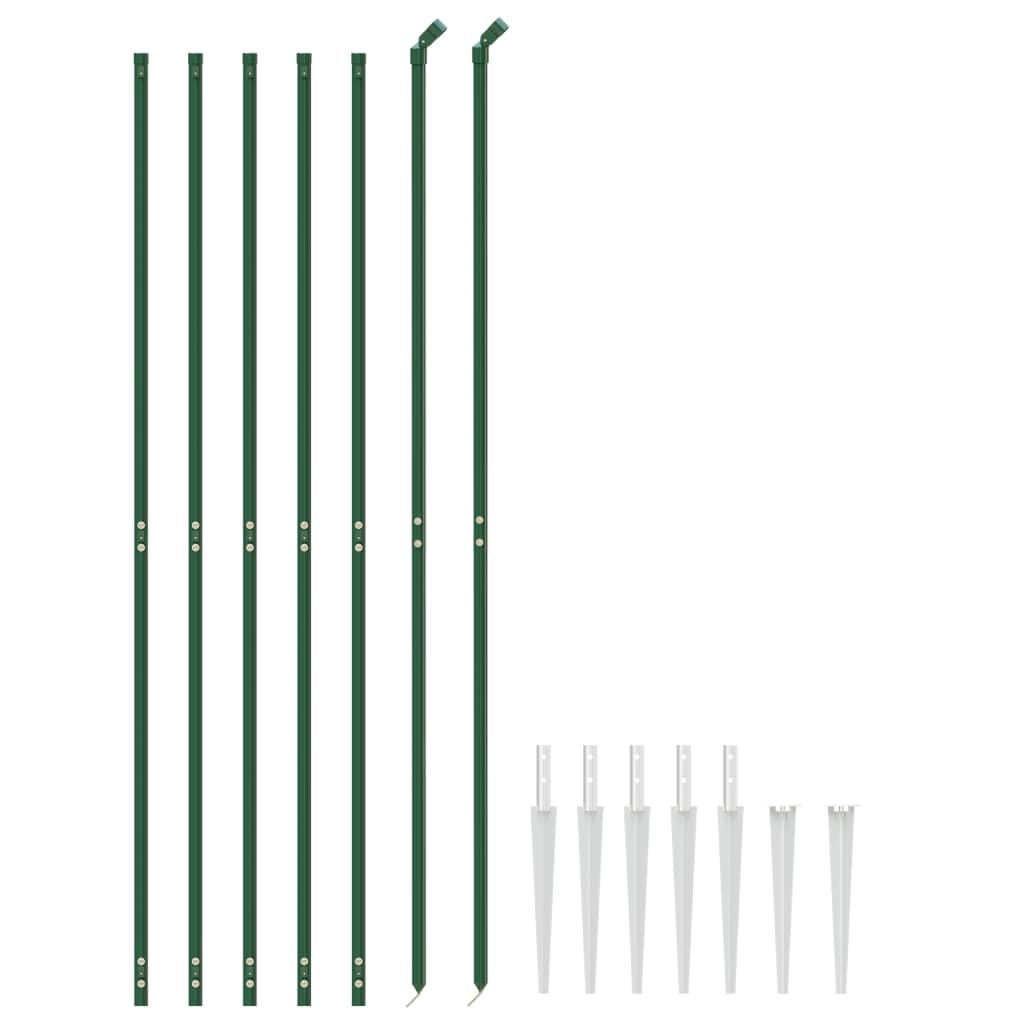 Chain Link Fence with Spike Anchors Green 1.6x10 m