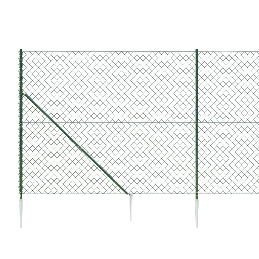 Chain Link Fence with Spike Anchors Green 1.8x10 m
