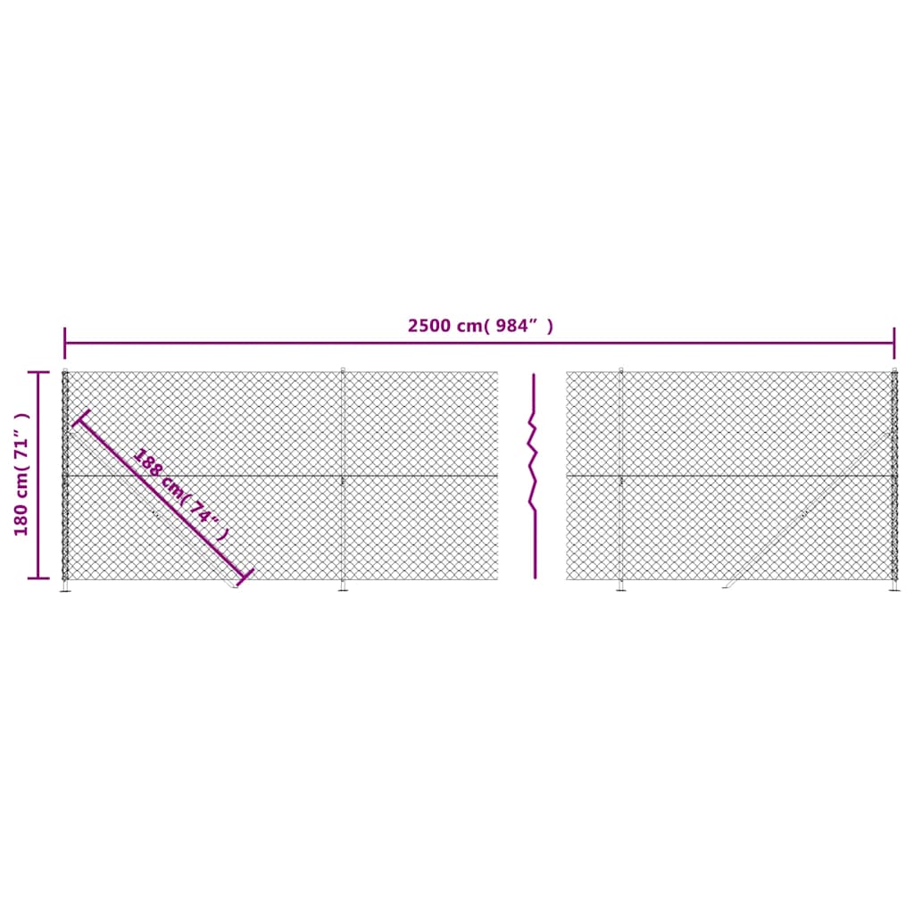 Chain Link Fence with Flange Green 1.8x25 m