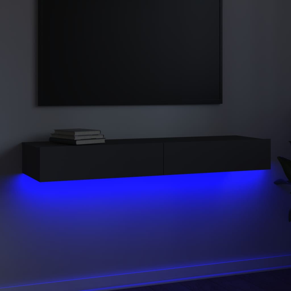 TV Cabinet with LED Lights Grey 120x35x15.5 cm