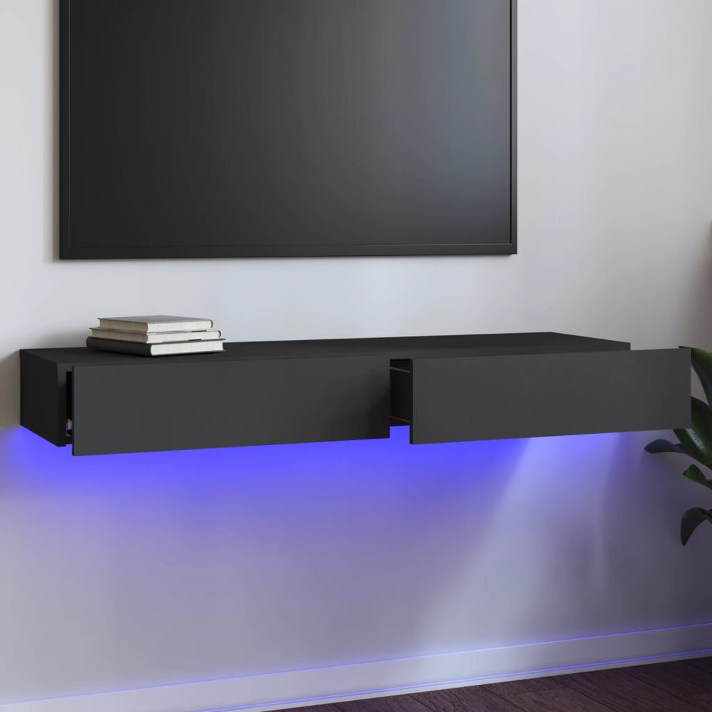 TV Cabinet with LED Lights Grey 120x35x15.5 cm