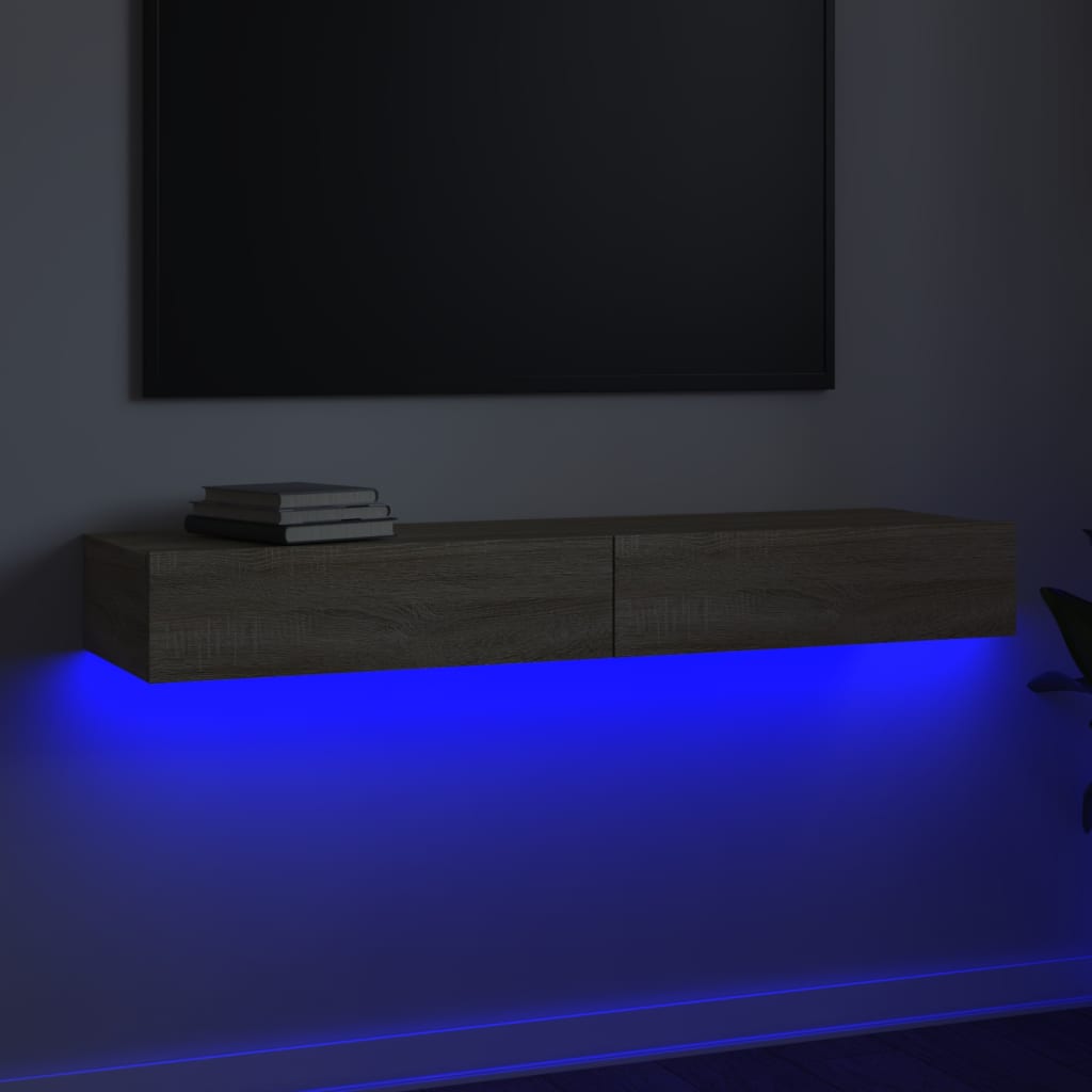 TV Cabinet with LED Lights Sonoma Oak 120x35x15.5 cm