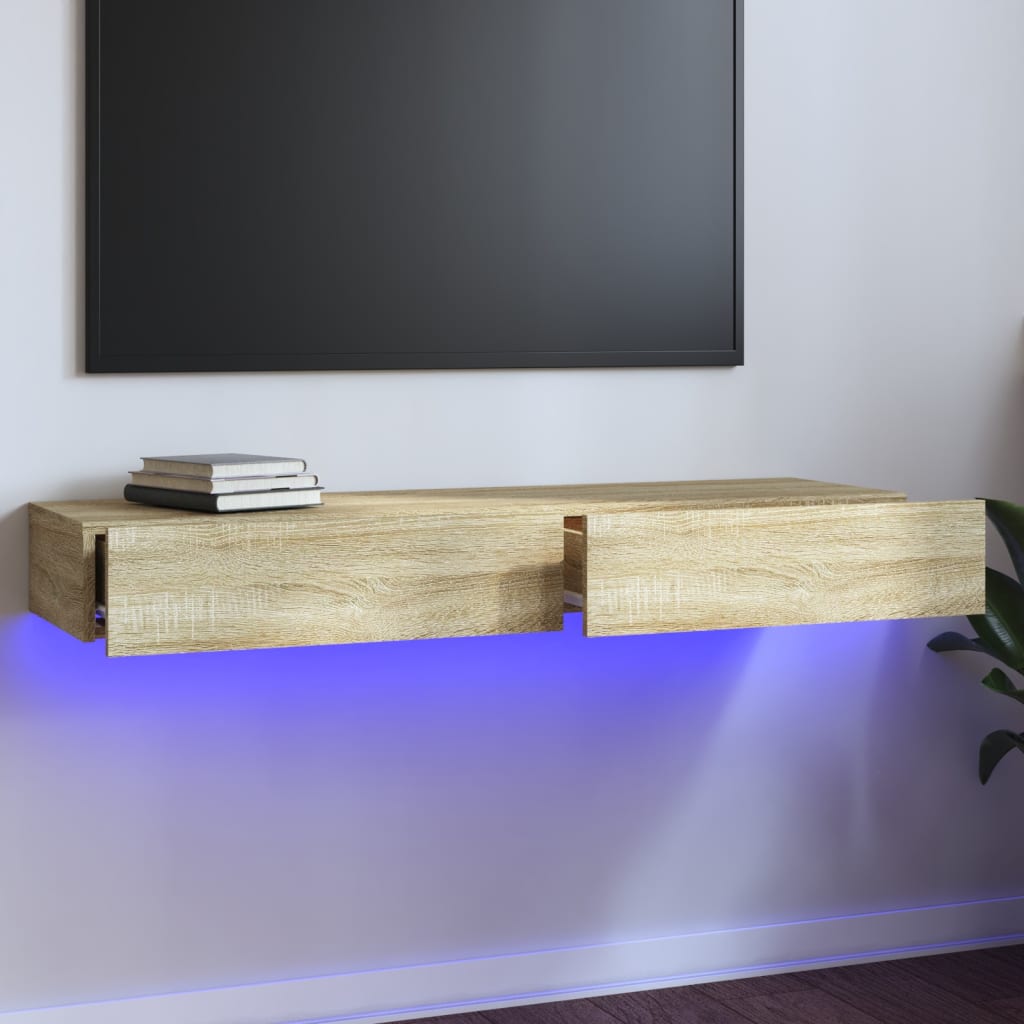 TV Cabinet with LED Lights Sonoma Oak 120x35x15.5 cm