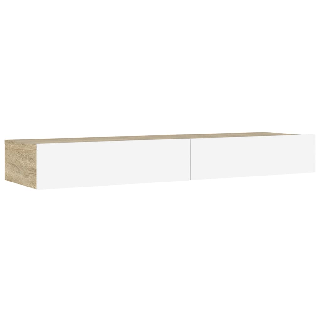 TV Cabinet with LED Lights White and Sonoma Oak 120x35x15.5 cm