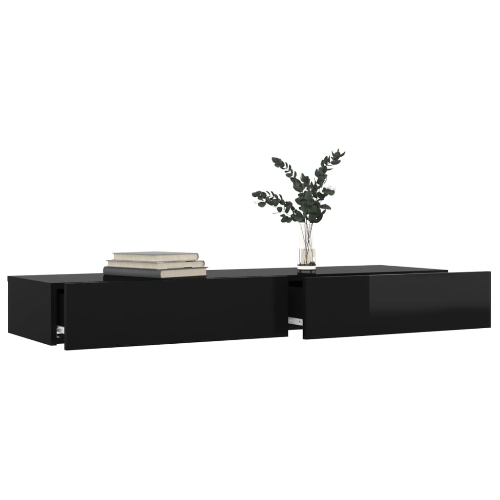 TV Cabinet with LED Lights High Gloss Black 120x35x15.5 cm